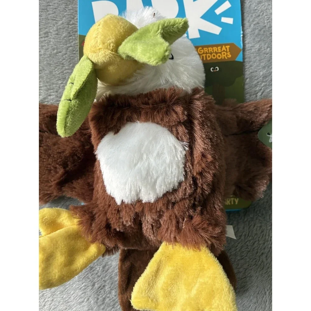 BARK Thrash It! The Grrreat Outdoors Marty Bald Eagle Dog Toy XS-M Squeaker Crin